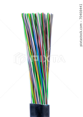 Telecommunication cable isolated on white background Telecommunication cable isolated on white background 70408441