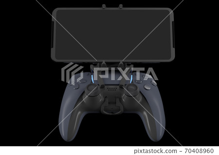 Realistic joystick for playing games on a mobile phone isolated on black 70408960