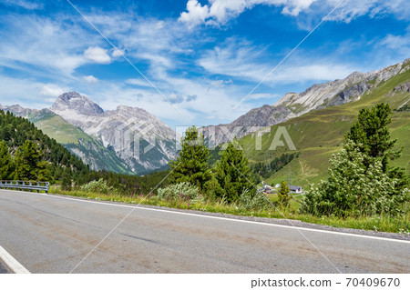 View of the albula pass in grisons, switzerland, europe 70409670