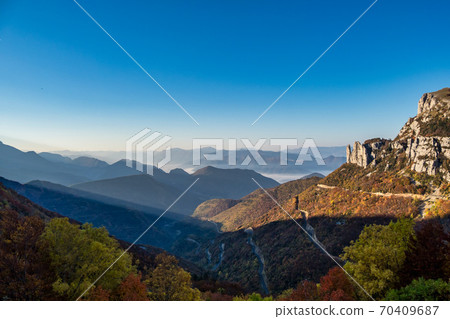 French countryside. Col de Rousset. View of the heights of the Vercors, France French countryside. Col de Rousset. View of the heights of the Vercors, France 70409687