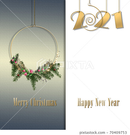 Holiday greeting card. Christmas and 2021 New Year 70409753