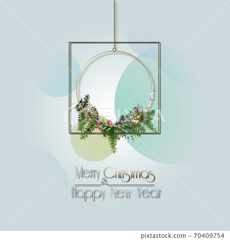 Elegant Christmas and 2021 New Year Card. 70409754
