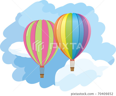 漂浮在藍天上的彩色氣球的圖像插圖 70409852