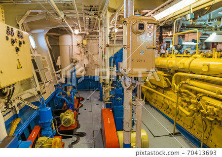 Engine compartment of retro cruise liner 70413693