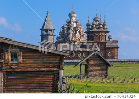 Famous wooden buildings on the island Kizhi Russia 70414324