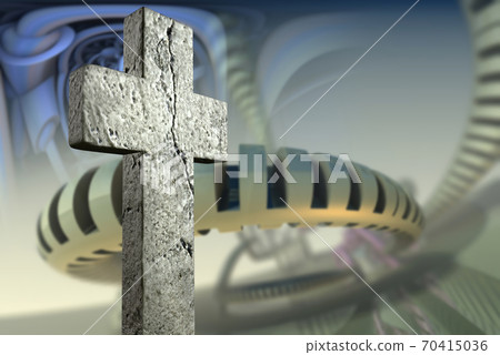 3d rendering - Wooden cross against the futuristic background 3d rendering - Wooden cross against the futuristic background 70415036