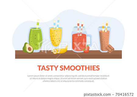 Tasty Smoothies Banner Template with Nutritious... - Stock Illustration  [70416572] - PIXTA