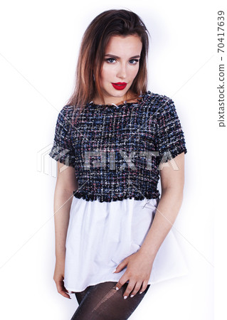 young pretty caucasian woman posing emotional isolated on white background, beauty people lifestyle concept 70417639