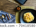 Spaghetti pasta with sausage and tomato sauce 70418580