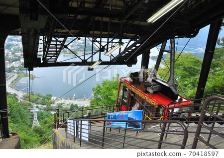Mt. Fuji Panorama Ropeway Mt. Tenjo (Mt. Tick) Fujimidai Station and Lake Kawaguchi 70418597