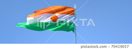 3D rendering of the national flag of Niger waving in the wind 3D rendering of the national flag of Niger waving in the wind 70419057