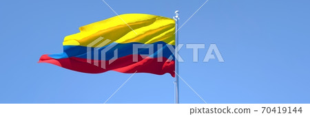 3D rendering of the national flag of Colombia waving in the wind 70419144