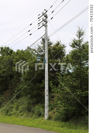A telegraph pole made of artificial wood similar to Hokkaido 70419382