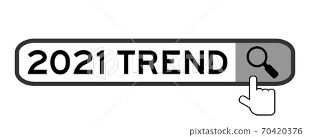 Search banner in word 2021 trend with hand over magnifier icon on white background Search banner in word 2021 trend with hand over magnifier icon on white background 70420376