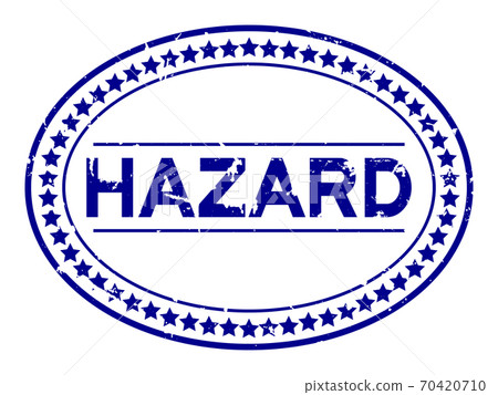 Grunge blue hazard word oval rubber seal stamp on white background Grunge blue hazard word oval rubber seal stamp on white background 70420710