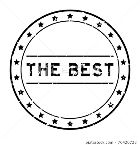 Grunge black the best word round rubber seal stamp on white background 70420728