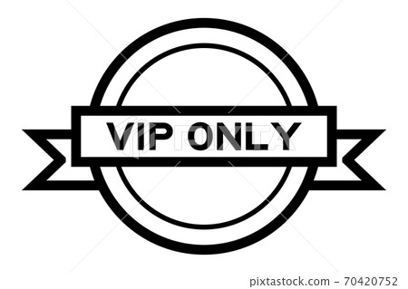 Round vintage label banner in black color with word VIP (abbreviation of very important person) only on white background 70420752