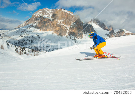 Alpine skier on slope at Cortina Alpine skier on slope at Cortina 70422093