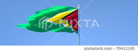 3D rendering of the national flag of Guyana waving in the wind 70422195