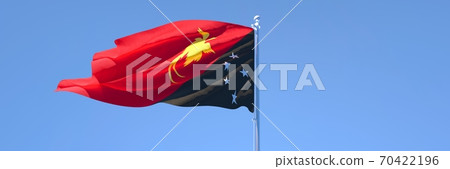 3D rendering of the national flag of Papua new Guinea waving in the wind 3D rendering of the national flag of Papua new Guinea waving in the wind 70422196