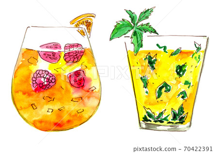 cocktails, watercolor paint, colorful art, hand drawing cocktails, watercolor paint, colorful art, hand drawing 70422391
