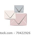 Simple Envelopes in pastel colors. Letters, post and correspondence. Concept of messaging, mailing, subscription. Vector illustration in flat cartoon style. 70422926