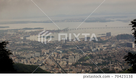 Panoramic view of Rio de Janeiro, showing the downtown area and the Niteroi Bridge 70423138