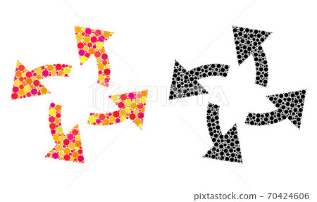 Dotted Centrifugal Arrows Mosaic Icons 70424606
