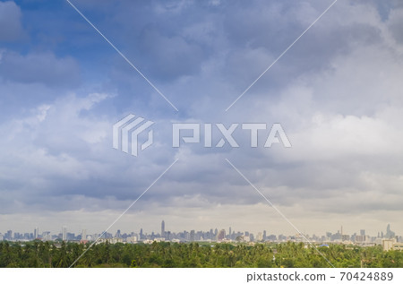 City. Architectural modern buildings in panoramic view on background .Tree nature area .the nature and modern city life. Urban concept .zoning idea save environment City. Architectural modern buildings in panoramic view on background .Tree nature area .the nature and modern city life. Urban concept .zoning idea save environment 70424889