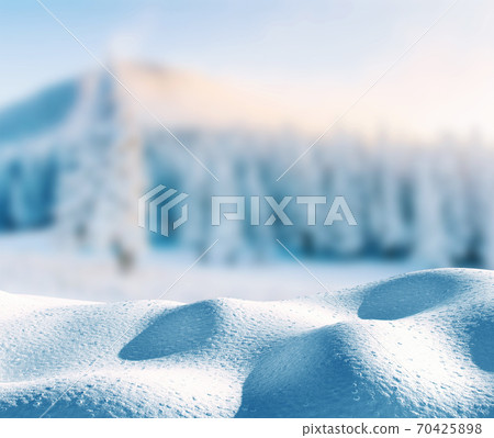 Winter background with a pile of snow and eroded landscape. Copyspace for text. Magical winter snow covered tree. Carpathian. Ukraine. Winter background with a pile of snow and eroded landscape. Copyspace for text. Magical winter snow covered tree. Carpathian. Ukraine. 70425898
