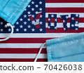 Vote background. Elections in the United States. Coronavirus epidemic. Protective mask 70426038