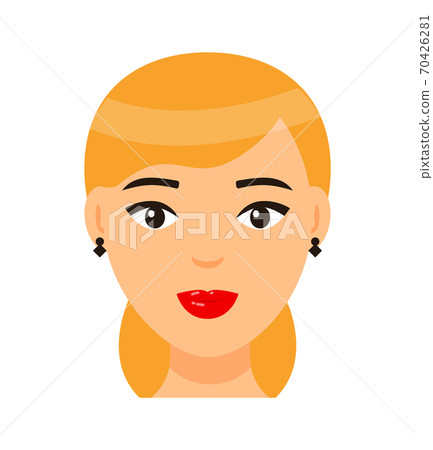 Avatar of beautiful blonde woman with elegance ponytail, hairstyle, earrings, lady with light makeup 70426281