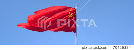 3D rendering of the national flag of USSR waving in the wind 70426324
