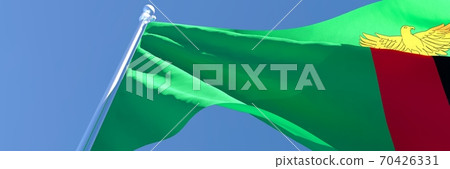 3D rendering of the national flag of Zambia waving in the wind 3D rendering of the national flag of Zambia waving in the wind 70426331