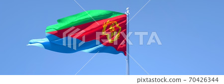 3D rendering of the national flag of Eritrea waving in the wind 3D rendering of the national flag of Eritrea waving in the wind 70426344