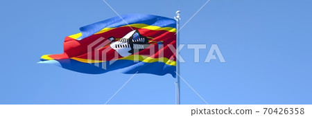3D rendering of the national flag of Swaziland waving in the wind 3D rendering of the national flag of Swaziland waving in the wind 70426358