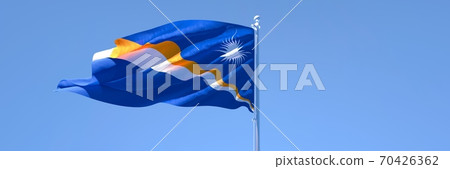 3D rendering of the national flag of Marshall Islands waving in the wind 3D rendering of the national flag of Marshall Islands waving in the wind 70426362