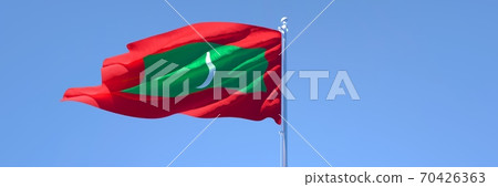 3D rendering of the national flag of Maldives waving in the wind 3D rendering of the national flag of Maldives waving in the wind 70426363
