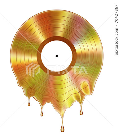 Golden iridescent molten vinyl award isolated on white background 70427867
