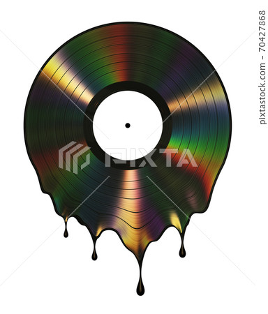 Iridescent molten vinyl isolated on white background 70427868