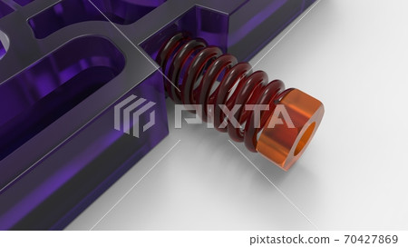 3d render of glass spring   isolated on white background 70427869