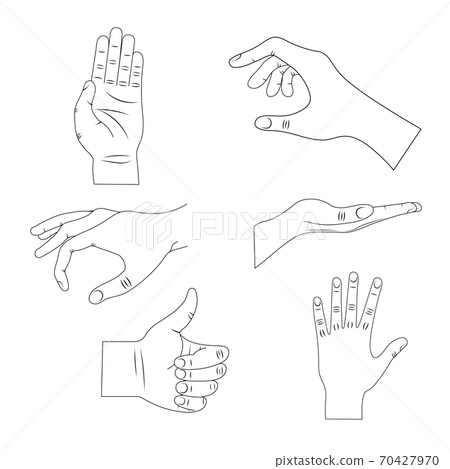 Hand gestures in different positions. Hand gestures in different positions. 70427970