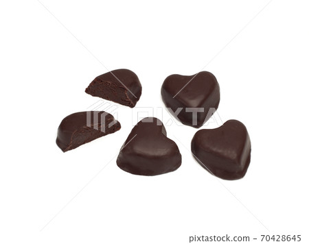 Top view of chocolate sweets isolated on white background Top view of chocolate sweets isolated on white background 70428645