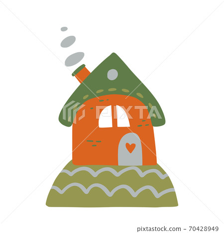 Cute Cartoon House On A White Background Stock Illustration 70428949 Pixta