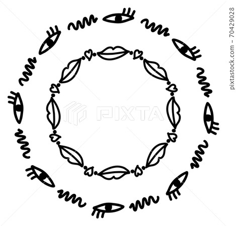 Abstract doodle frames set with eyes, lips and hearts. Isolated abstract hand drawn art on white background. Vector stock illustration. Abstract doodle frames set with eyes, lips and hearts. Isolated abstract hand drawn art on white background. Vector stock illustration. 70429028