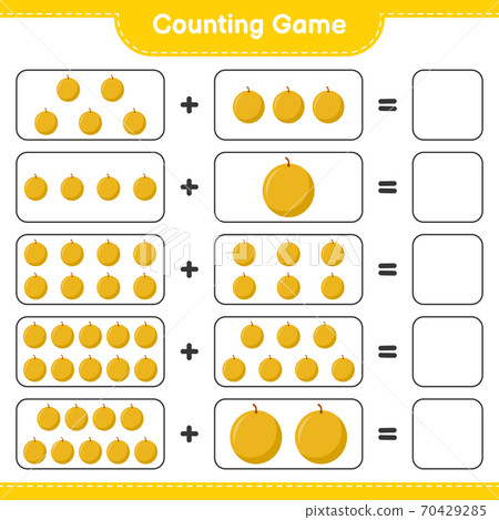 Counting game, count the number of Honey melon and write the result. Educational children game, printable worksheet, vector illustration 70429285