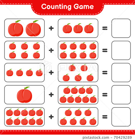 Counting game, count the number of Nectarine and write the result. Educational children game, printable worksheet, vector illustration Counting game, count the number of Nectarine and write the result. Educational children game, printable worksheet, vector illustration 70429289