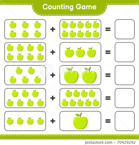 Counting game, count the number of Apple and write the result. Educational children game, printable worksheet, vector illustration Counting game, count the number of Apple and write the result. Educational children game, printable worksheet, vector illustration 70429292
