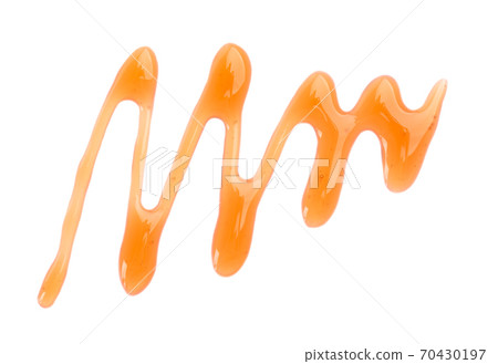 Maple syrup drizzle isolated on white background. Splashes of sweet maple syrup. Top view. Maple syrup drizzle isolated on white background. Splashes of sweet maple syrup. Top view. 70430197