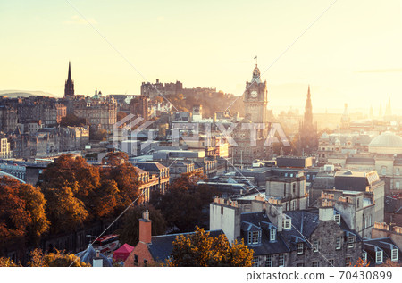 Edinburgh city skyline from Calton Hill., United Kingdom Edinburgh city skyline from Calton Hill., United Kingdom 70430899